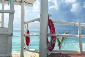 lifeguard stand on beach in cancun