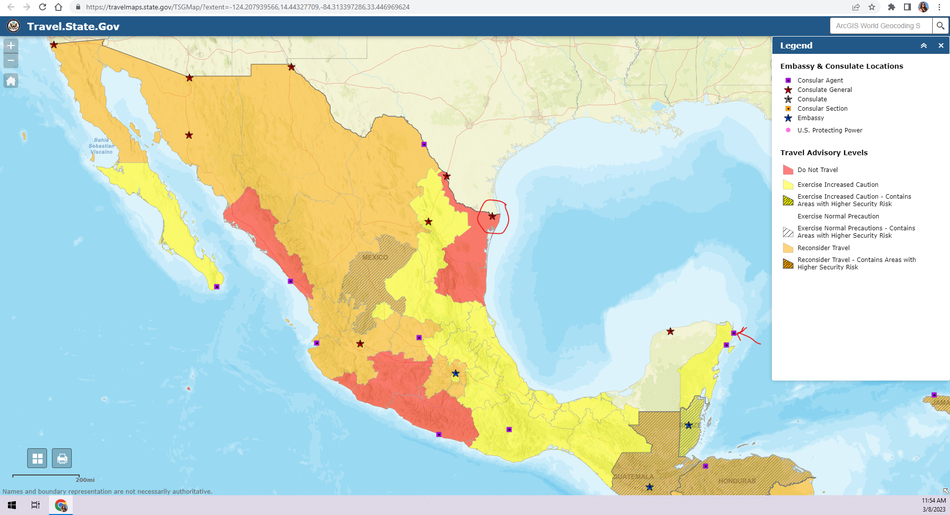 030823 Mexico Travel Advisory Map