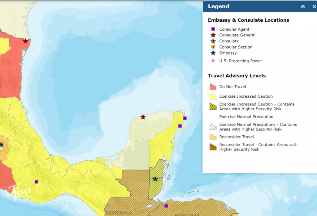 map of cancun travel advisory 082223