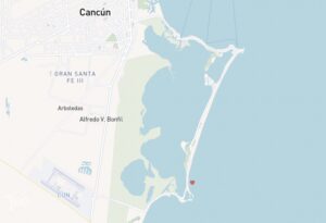 Map of Cancun Hotel Zone and the number 7
