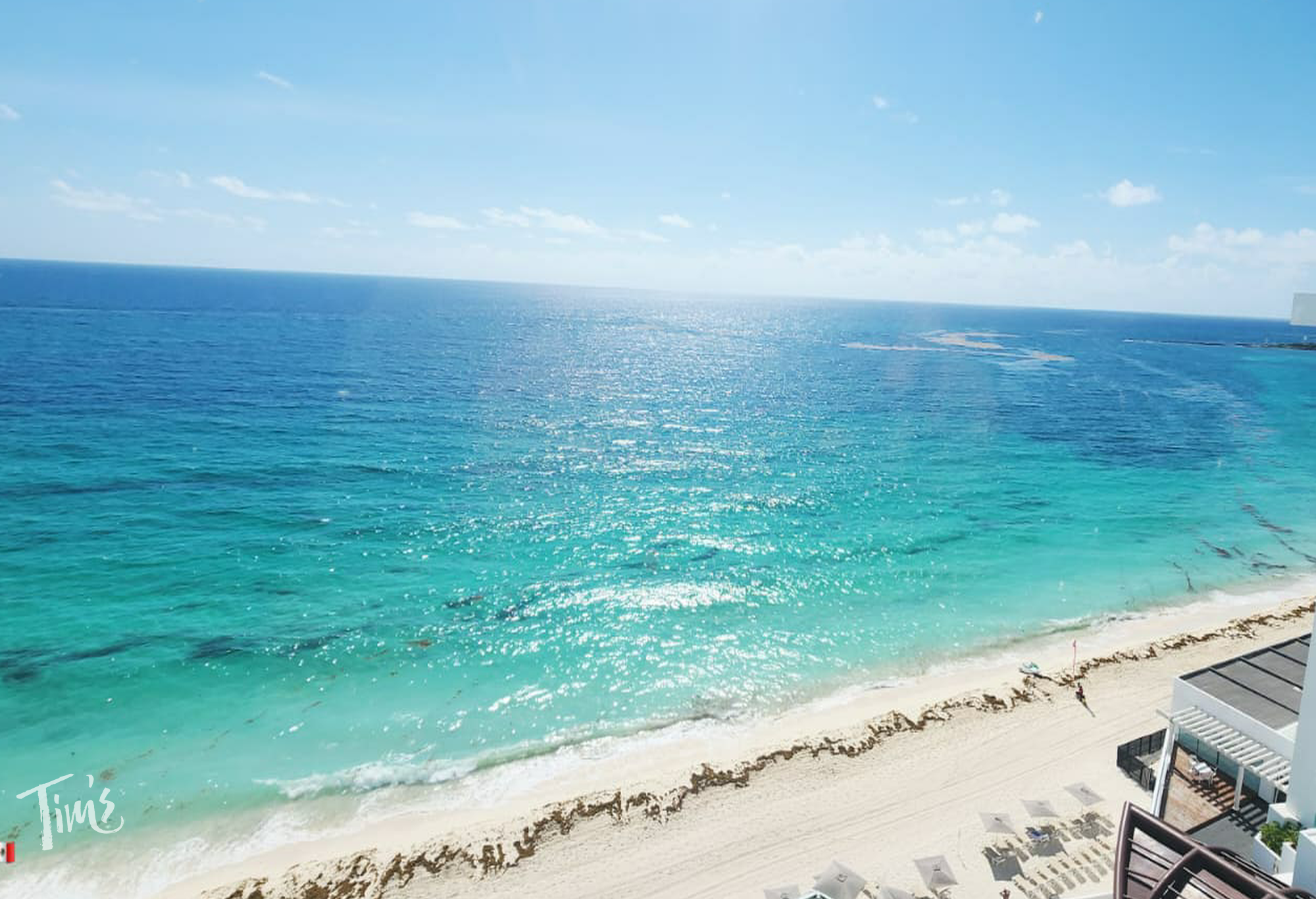 Low sargassum on Cancun beach near Tim’s Ocean Condos September 2025.