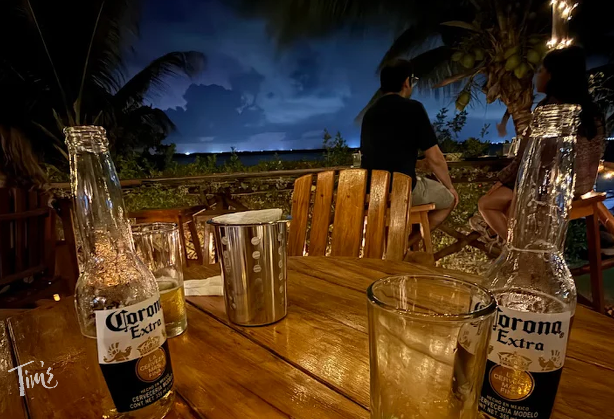 Mangroove Restaurant at night with lagoon view across from Tim’s Ocean Condos Cancun