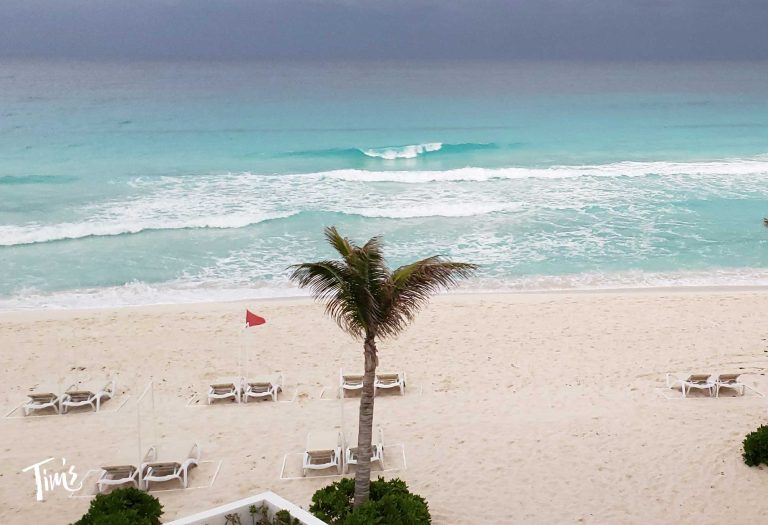 Cancun sargassum forecast 2026 showing clear beach conditions at Tim's Ocean Condos